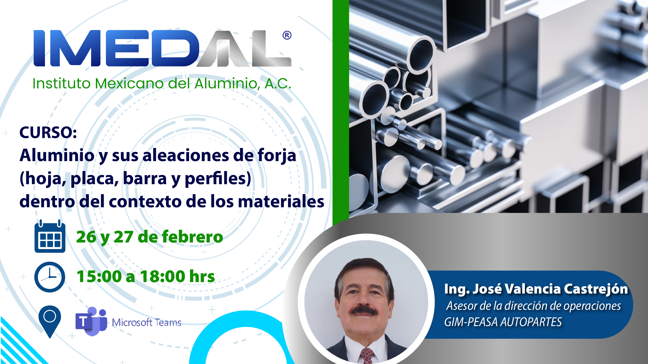 Curso: Aluminio y sus aleaciones de forja (hoja, placa, barra y perfiles) dentro del contexto de los materiales